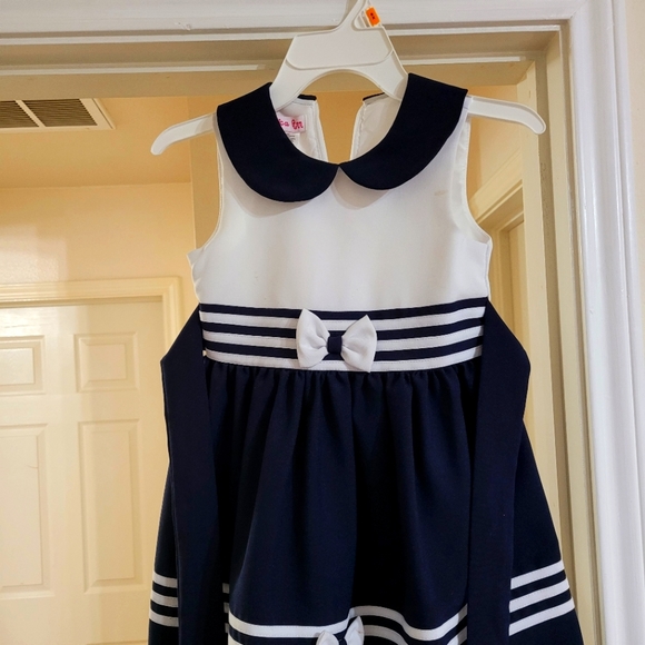 Navy blue and white Jessica Ann sailor's dress size 6 - Picture 1 of 2